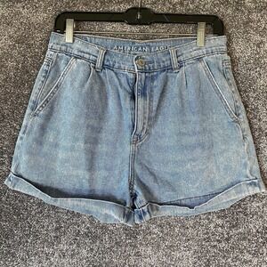 American Eagle Shorts Womens Size 8‎ Mom Short Cuffed High Rise Pleated Denim